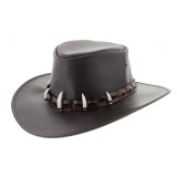 Leather Hat - Crocodile Hat Band/ 5 Croc Teeth